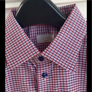 Eton Classic Fit shirt.  Marked as 17.5 “ neck but measures as a 16” neck.